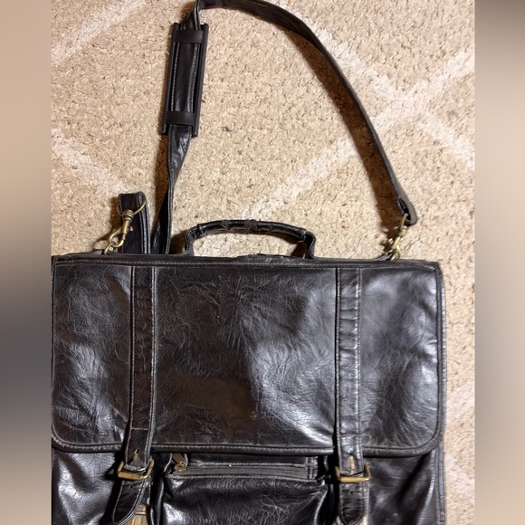 Vintage "Genuine Italian Leather" Men's Laptop briefcase black - Picture 3 of 8